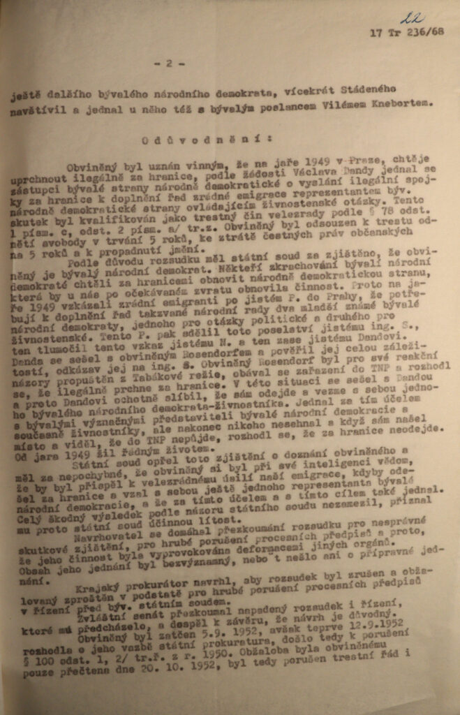 Rosendorf Zrušení Rozsudku A Zproštění Viny S.2