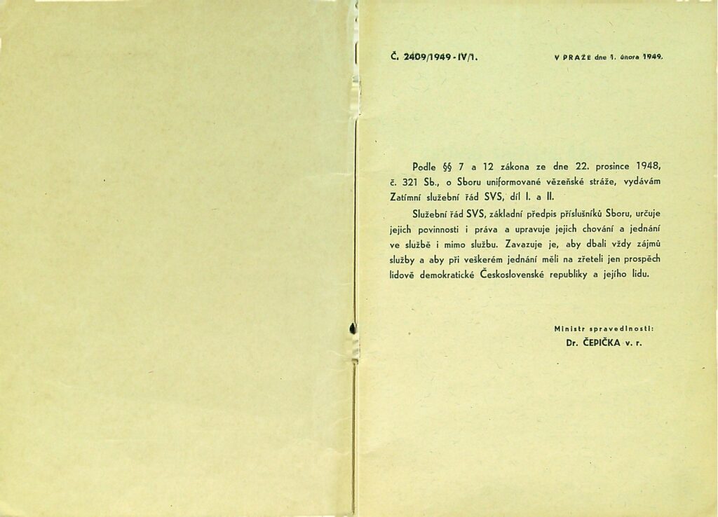Zatimní Služební řád Svs Díl I., Ii. Ms 1949 (2)